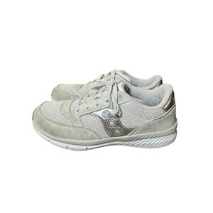 2/$15 🛑 Saucony Jazz Lite Sneakers Gray Mesh Suede Athletic Shoes Girls Size 4
